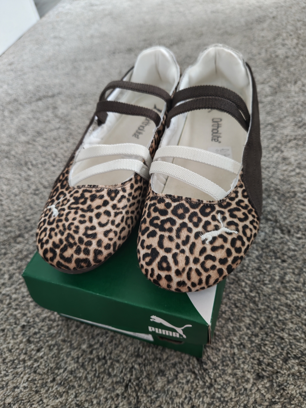 Puma Kids Leopard Print Mary Jane Flats - Brown, Black, White